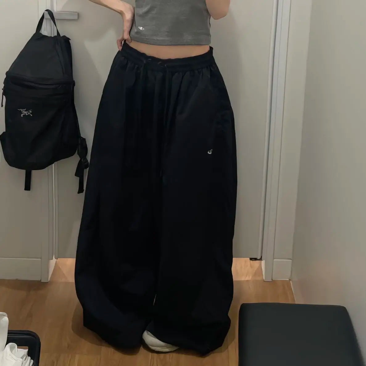 Deeptown Y2k Black Oversized Basic Women Casual Pants Wide Leg Korean Fashion Baggy Harajuku Sweatpants Jogging Hip Hop Trousers