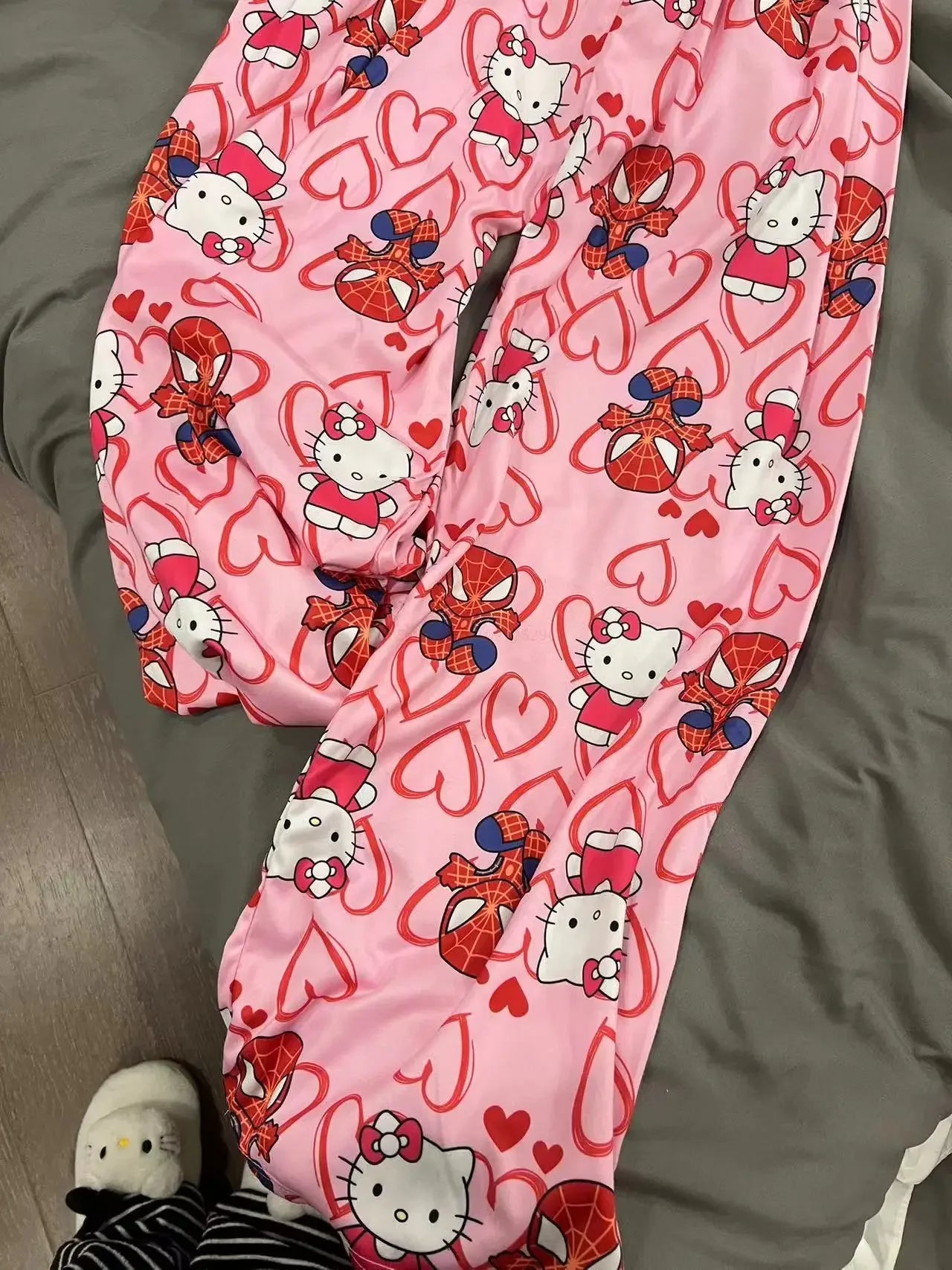 Miniso  Hello Kitty Cartoon Womens Pajama Long Pants Spring Summer Korean Edition Home Leisure Couple Pants Sleep Pant