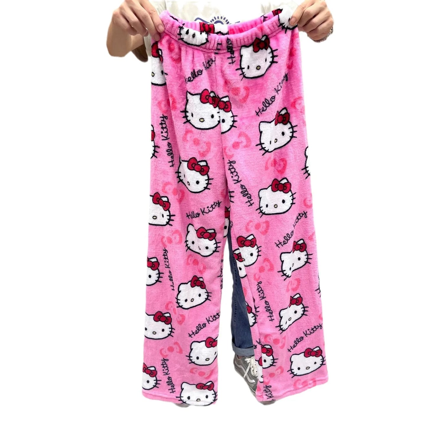 Sanrio Hello Kitty polyester fiber sleepwear Halloween women warm cartoon casual home pants autumn and winter fashionable pants