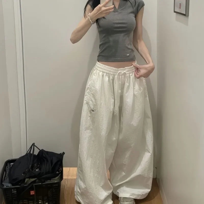 Deeptown Y2k Black Oversized Basic Women Casual Pants Wide Leg Korean Fashion Baggy Harajuku Sweatpants Jogging Hip Hop Trousers