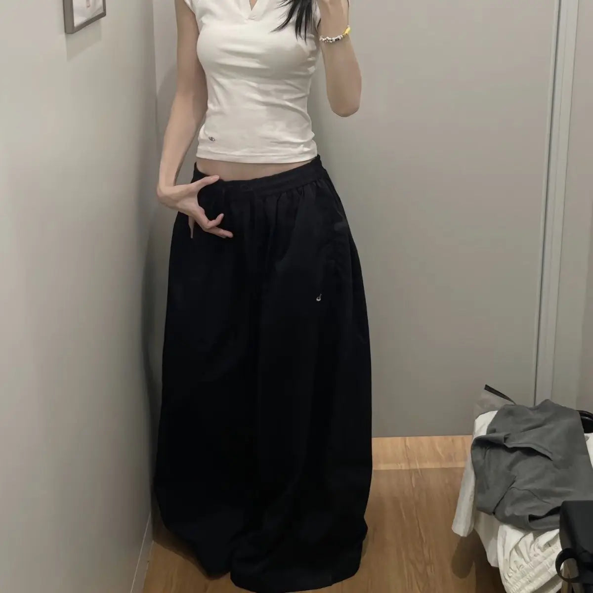 Deeptown Y2k Black Oversized Basic Women Casual Pants Wide Leg Korean Fashion Baggy Harajuku Sweatpants Jogging Hip Hop Trousers