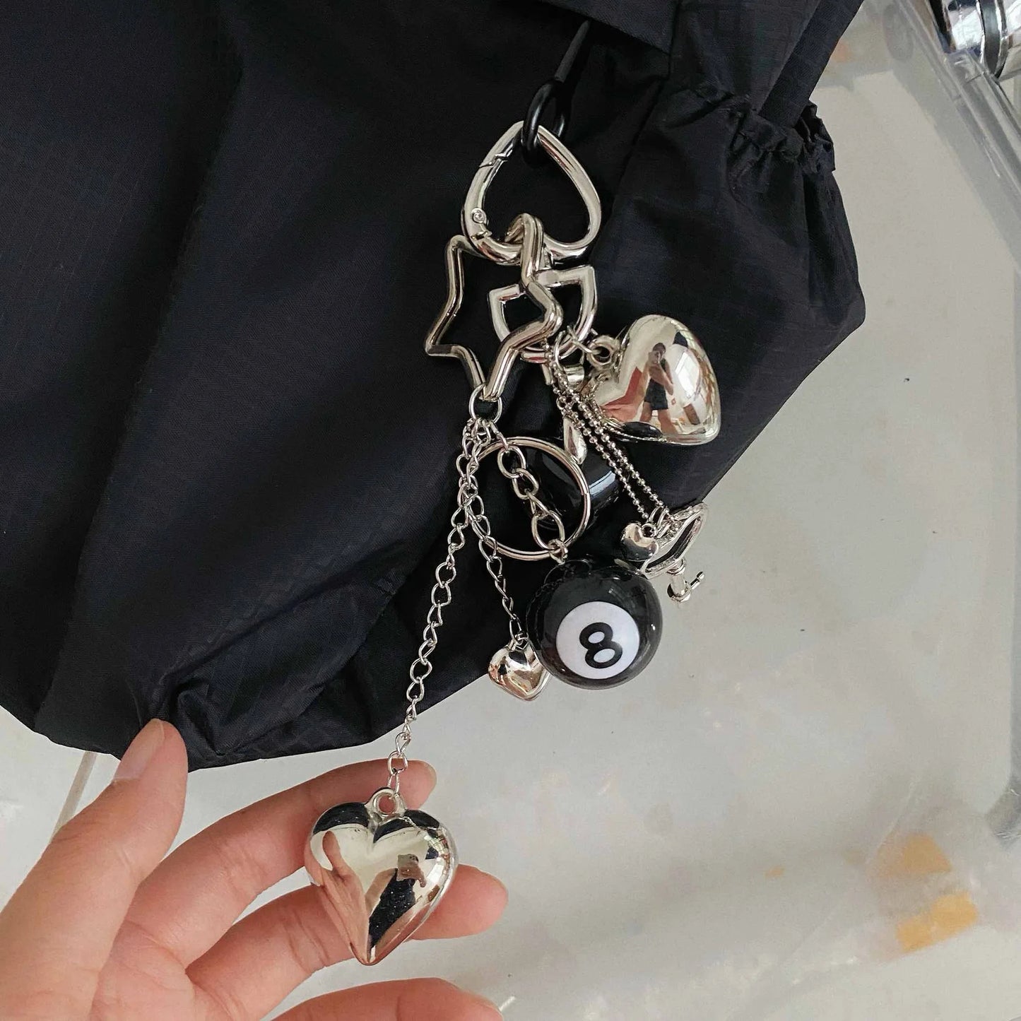 Punk Cluttered Dice Key Shape Bag Pendant Retro Handmade Heart Y2k Keychain Billiard Mashup Trendy  Jewelry For Bagpack Gifts