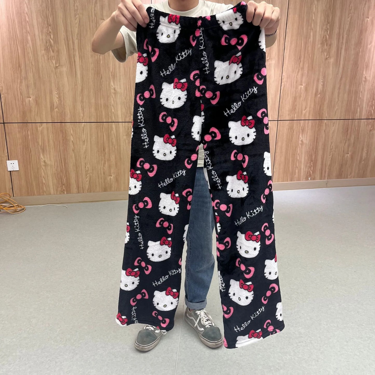 Sanrio Hello Kitty polyester fiber sleepwear Halloween women warm cartoon casual home pants autumn and winter fashionable pants