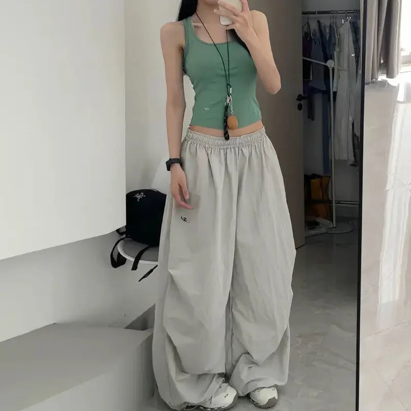 Deeptown Y2k Black Oversized Basic Women Casual Pants Wide Leg Korean Fashion Baggy Harajuku Sweatpants Jogging Hip Hop Trousers