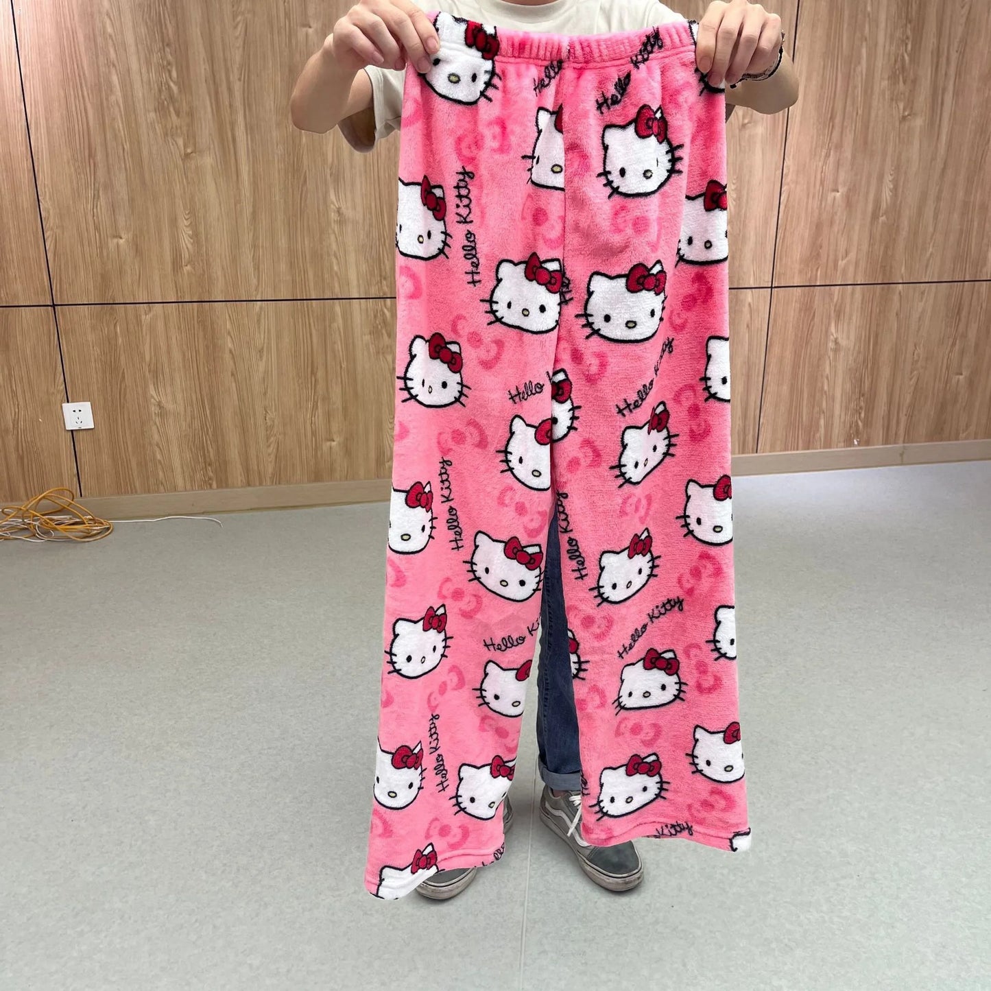 Sanrio Hello Kitty polyester fiber sleepwear Halloween women warm cartoon casual home pants autumn and winter fashionable pants