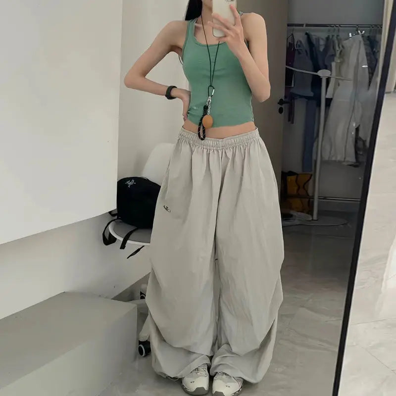 Deeptown Y2k Black Oversized Basic Women Casual Pants Wide Leg Korean Fashion Baggy Harajuku Sweatpants Jogging Hip Hop Trousers